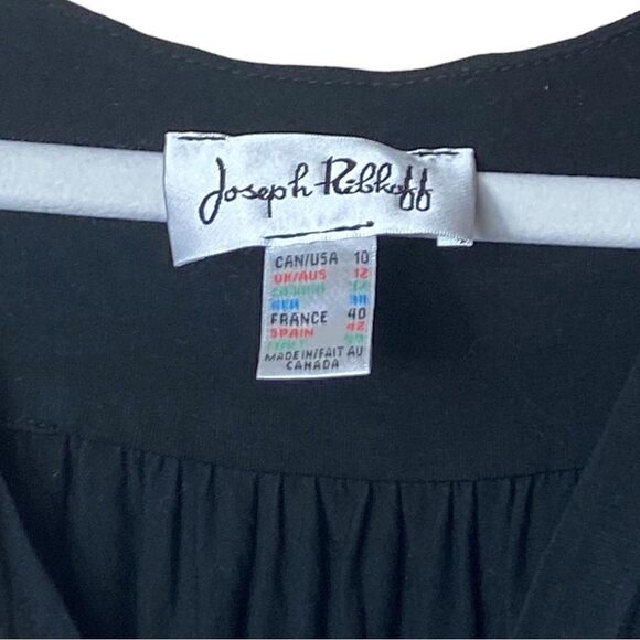 Joseph Ribkoff Wm’s Sz 10 Black Sleeveless Ruffled V Neck Buckle Fitted Dress - Picture 5 of 5